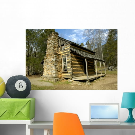 Cades Cove Log Cabin Wall Mural by Wallmonkeys Peel and Stick Graphic (36 in W x 24 in H) WM243296