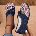 thumbnail image 2 of Floral Embroidered Dress Shoes for Women Comfortable Wide Toe Box Loafers Lightweight Canvas Casual Mary Jane Ballet Flat Blue Size 9, 2 of 6