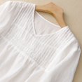 thumbnail image 4 of Women Short Sleeve Tees Cotton Linen Style V Neck Loose Embroidered Short Sleeve T Shirt Tops All Occasion Wear, 4 of 4