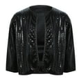 thumbnail image 4 of EnJoCho Girls Black Sequin Jacket Sparkly Open Front Lightweight Performance Street Dance Hi𝗉 Ho𝗉 Jazz 𝖢ostume Outwear Tops, 4 of 9