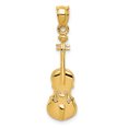 thumbnail image 1 of 14k Yellow Gold Violin Necklace Charm Pendant Musical Instrument, 1 of 6