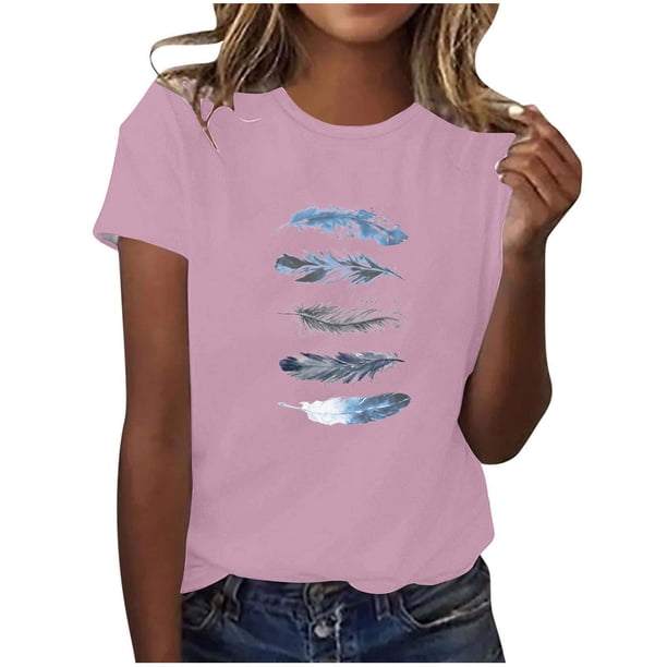Tops Cortos para las Mujeres Cuello en V Impreso Manga Corta Top Casual, Camiseta de Baile sin Mangas para las Mujeres