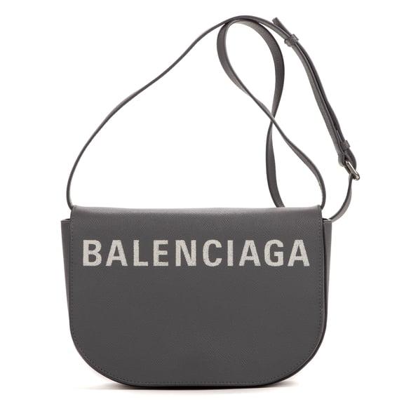 Pre-Owned Balenciaga Grey Ville Day Flap Crossbody Shoulder Bag Calfskin Leather