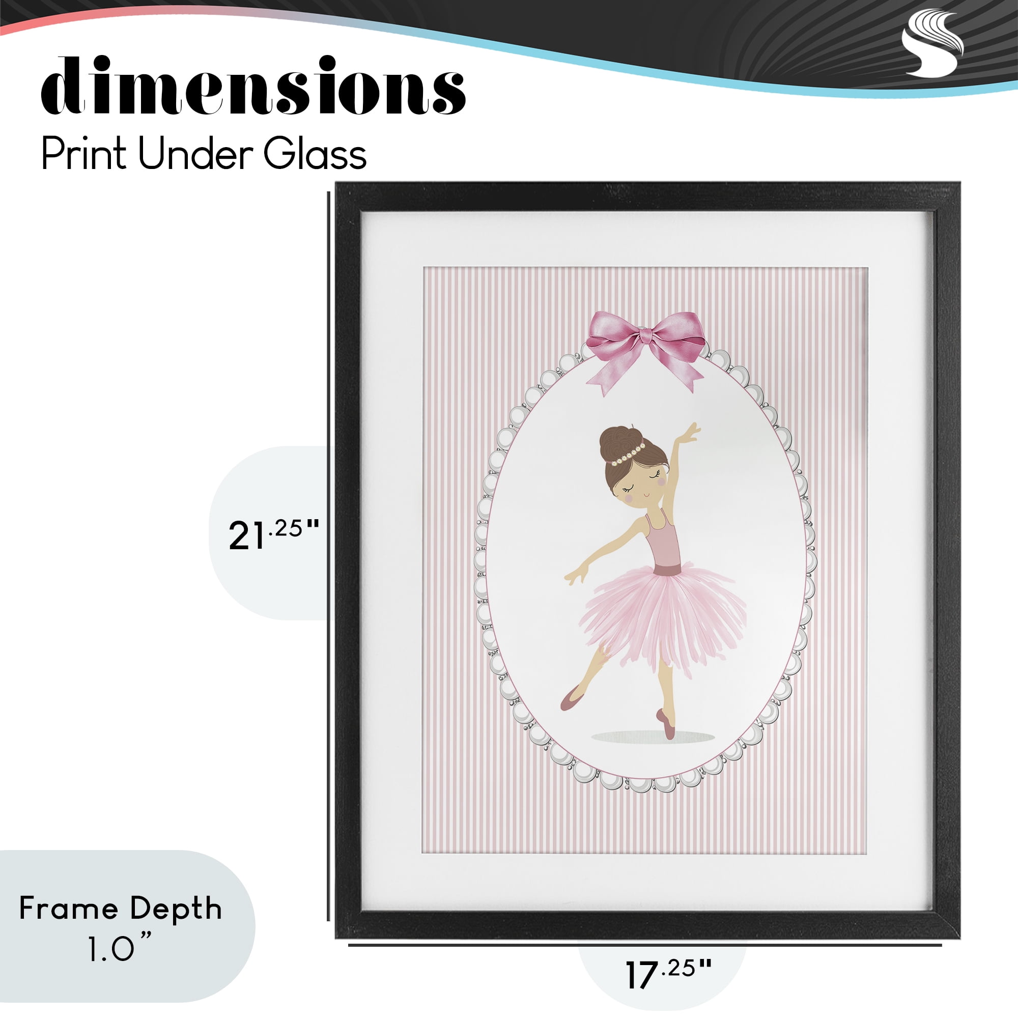 Stupell Industries Delicate Dance on Stripes Black Framed Print Under Glass, design by Christine Simpson Art