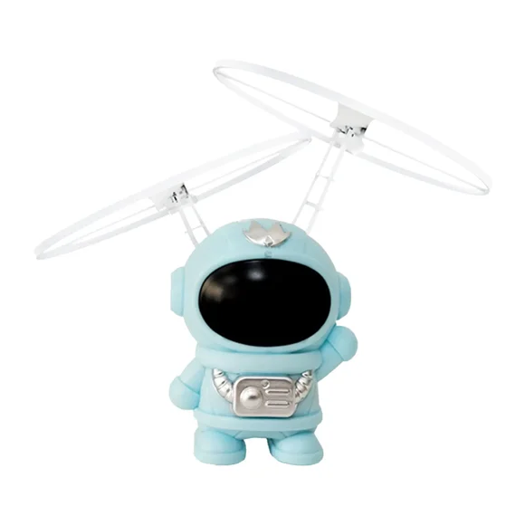 Kids Flying Robot Astronaut Toy Aircraft Hand-Controlled Drone Interactive with Lights Outdoor Toys for Boys Girls Gift Blue with Box