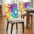 thumbnail image 4 of Abstract Rainbow Chair Back Covers Set of 8, Modern Blue Purple Orange Green Marble Stretch Dining Chair Back Slipcovers Removable Seat Cover for Kitchen Restaurant Hotel Cafe, 4 of 9