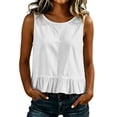 thumbnail image 4 of Admvng Tank Tops for Women Ruffle Hem Crew Neck Sleeveless Solid Casual Summer Blouses, 4 of 7