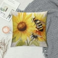 thumbnail image 2 of COMIO  Hello Sunshine Watercolor Flower Honey Bee Spring Summer Throw Pillow Cover, Pillow Cover,Gifts for Bee Lovers Women Girls Kids,Home Farmhouse Living Room Patio Seasonal Decor, 2 of 5