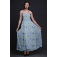 thumbnail image 4 of Bimba Blueberry Leaves Print Women Long Maxi Tube Smocked Bodice Dress-Medium, 4 of 7
