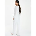 thumbnail image 2 of QUIZ - Women's White Chiffon-Sleeve Buckle Palazzo Jumpsuit, 2 of 4