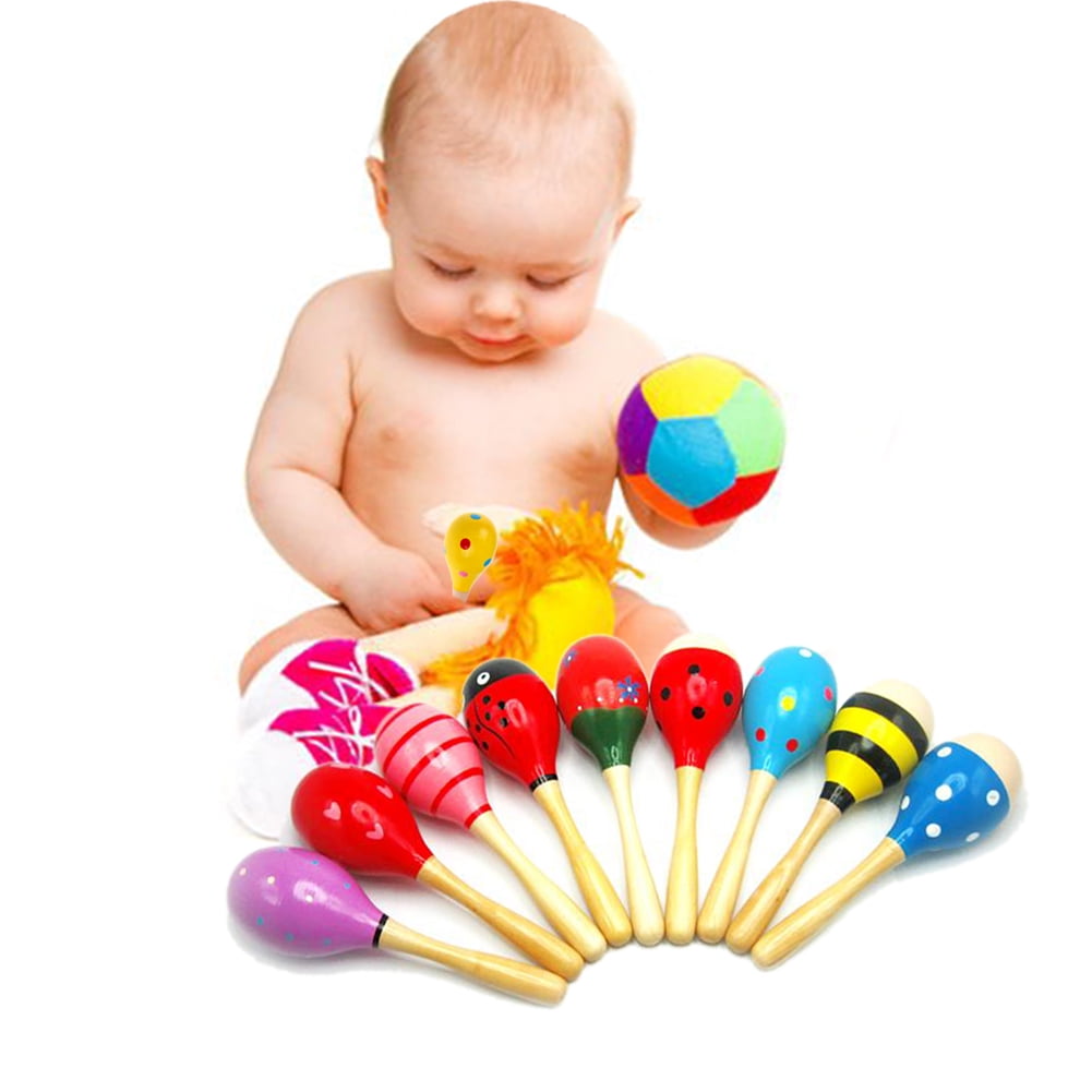 Popular Baby Kids Sound Music Toddler Rattle Musical Wooden Colorful Toys  YJ 