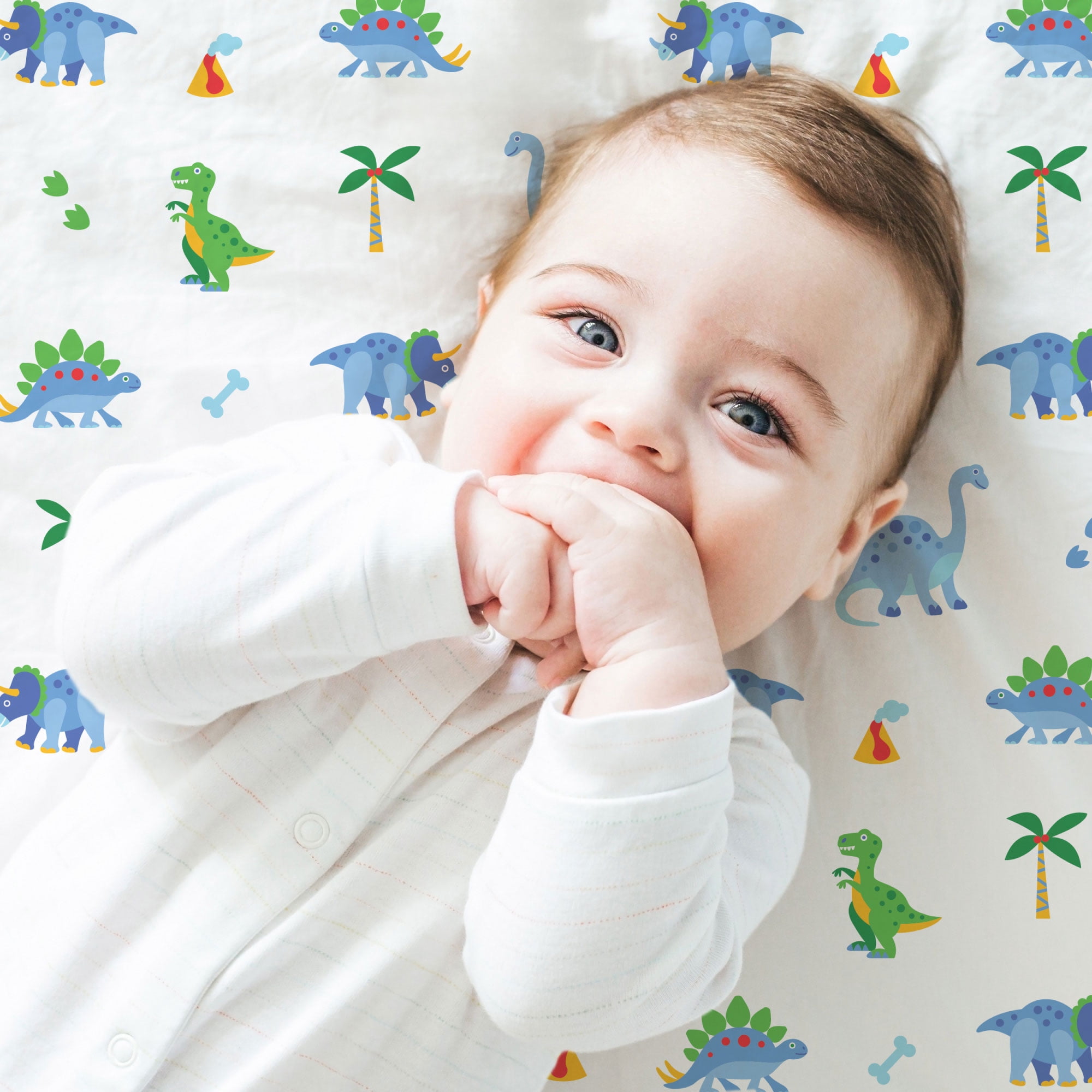 Wildkin Kids 100% Cotton Fitted Crib Sheet for Boys and Girls (Dinosaur Land Blue)