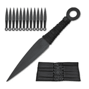 12 PC Black Fixed Blade Knife Camping Outdoor Set