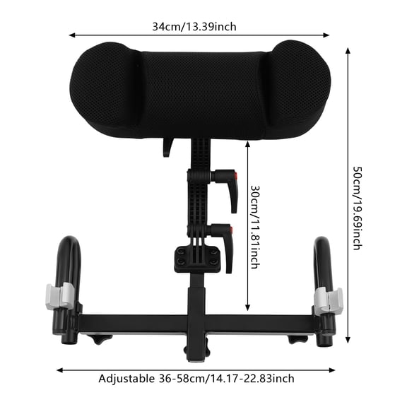 Comfortable Wheelchair Headrest Cushion for Neck Support - Adjustable Black