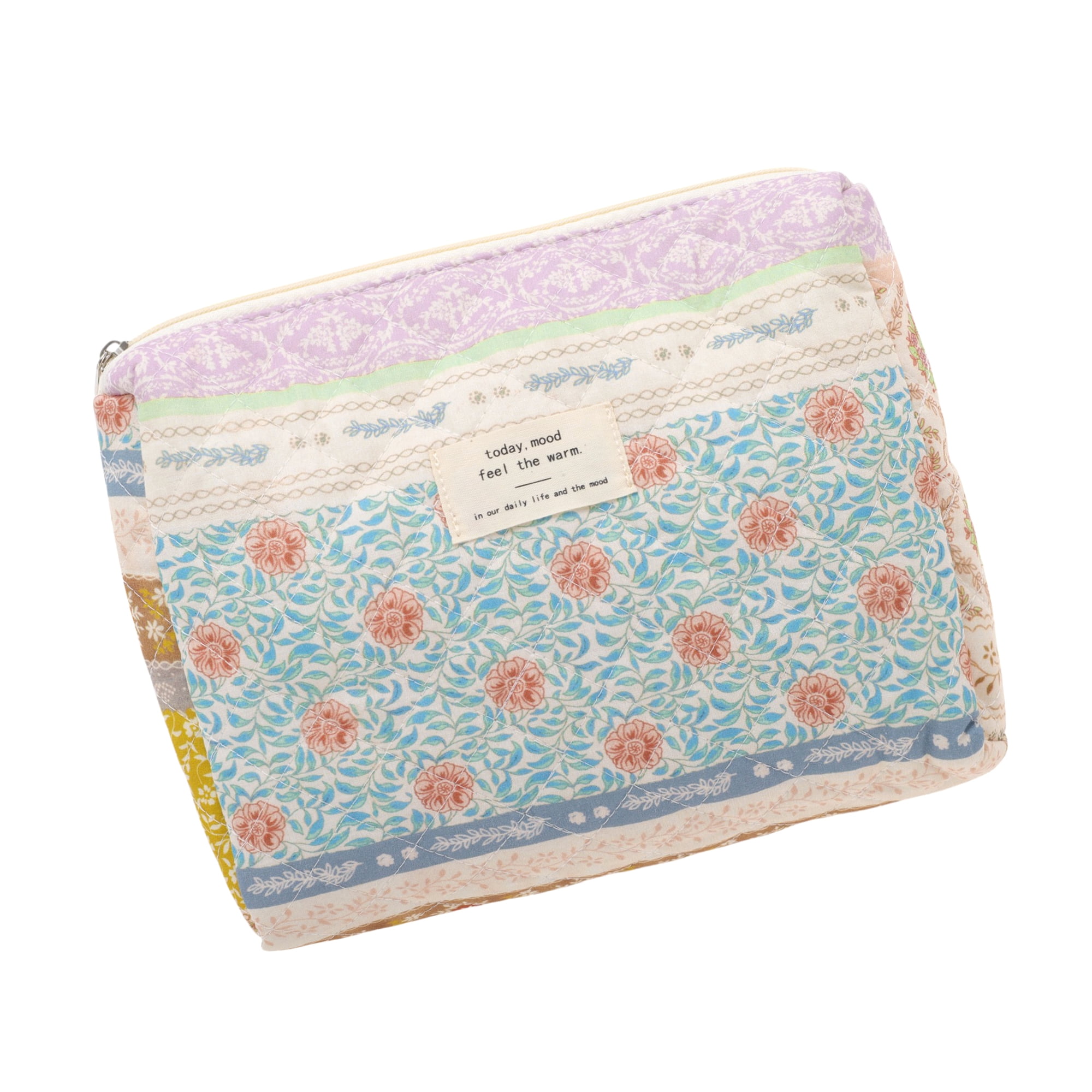 Unique Bargains 1 Pc Durable Ditsy Floral Handheld Quilting Makeup Bag Colorful