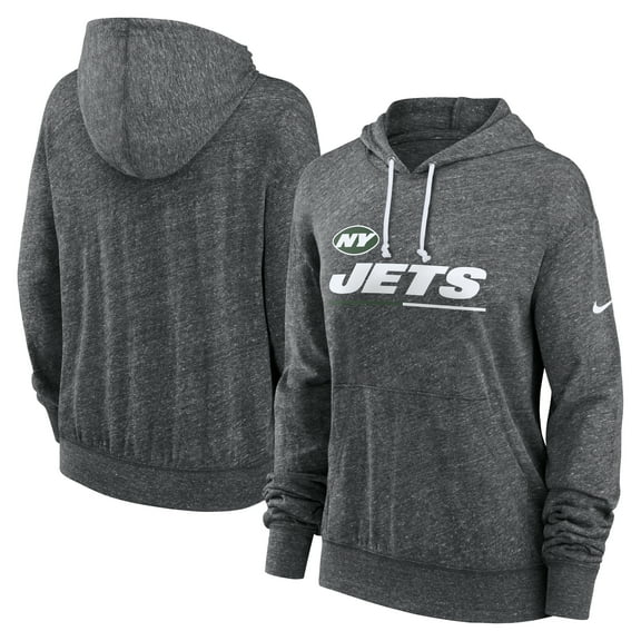 Women's Nike Heather Charcoal New York Jets Team Spirit Gym Vintage Lightweight Hoodie Top