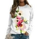 thumbnail image 4 of Pntutb Mujeres Moda Casual Flor Estampado Cuello Redondo Manga Larga Camiseta top Blusa Pullover Pntutb Pntutb-1620, 4 of 6