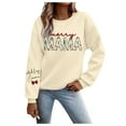 thumbnail image 2 of Christmas Mama Sweatshirts for Women 2025 Long Sleeve Crewneck Merry Mama Claus Graphic Sweatshirt Pullover Tops, 2 of 6