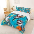 thumbnail image 2 of jejeloiu Summer Party Shark Full Size Comforter Sets,Beach Chair Coconut Print Bedding Comforter Set For Boys,Bright Blue,Reversible,3 Pieces,1 Comforter and 2 Pillowcases, 2 of 7