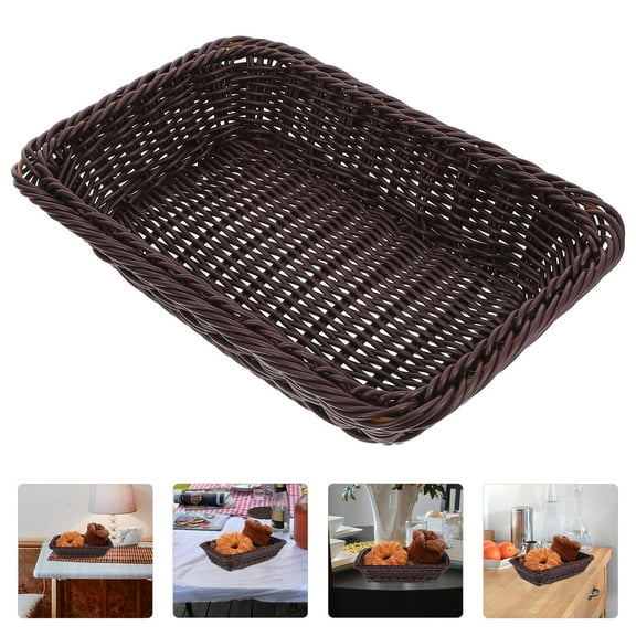 BEADCEST Woven Basket Small PVC 1Pcs 11.8X7.9X2.8In For Kitchen Storage