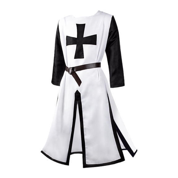 FASHOFT Men's Templar Knight Halloween Cinched Waist Split Hem Top Cosplay Outfit Renaissance Theme Party Stage Performance Fancy Dress Up Halloween L