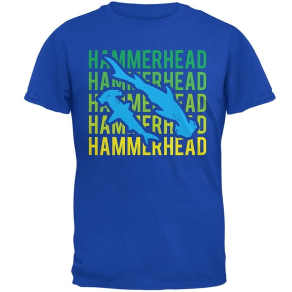 Hammerhead Shark Stacked Repeat Mens T Shirt Royal SM