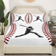 thumbnail image 2 of Baseball Bat Fitted Sheet Softball Sheets,European Sports Ball Bed Sheets Queen,Hobby Activity Player Bedding Set Competitive Game Room Decor, 2 of 5