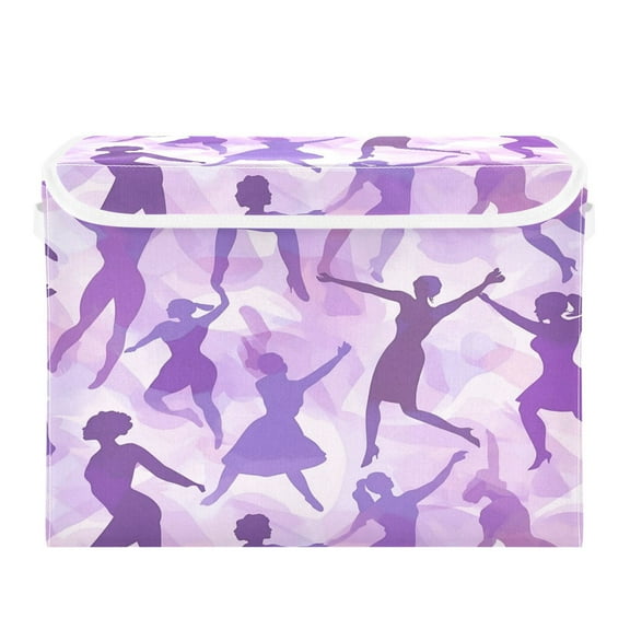 Storage Box With Lid 16.5x12.6x11.8In Foldable Stacked Household Storage Box Dance