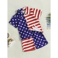 thumbnail image 3 of Bagilaanoe 4th of July Clothes for Toddler Baby Boys Contrast Color Stripe Stars Short Sleeve Shirt Tops + Shorts 1-6T Kids Independence Day Outfits 2pcs Short Pants Set, 3 of 9