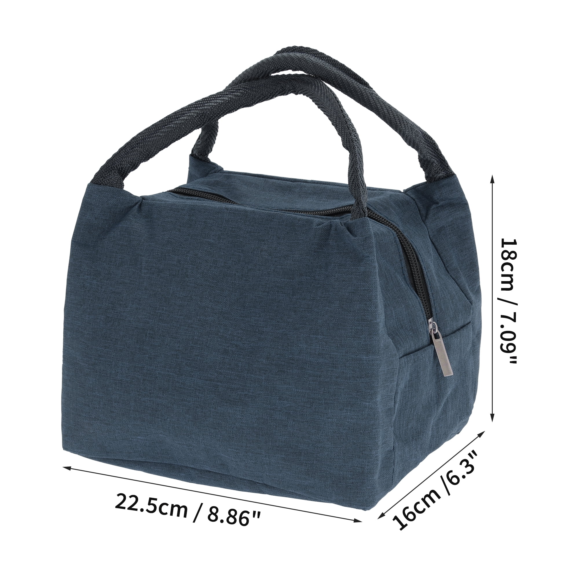 Unique Bargains Reusable Insulated Lunch Bag with Zip Closure Navy Blue 219 oz