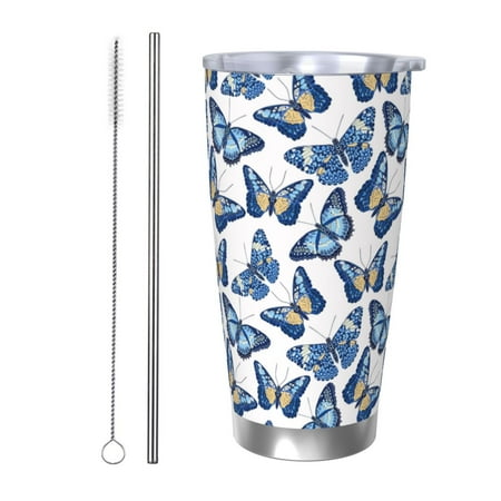 

Logiee Beautiful Butterflies Print 20OZ Car Cup with Lid Stainless Steel Vacuum Insulated Double Wall Travel Tumbler Durable Insulated Coffee Mug Thermal Cup with Straw-Straw Two-piece Set