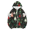 thumbnail image 4 of Christmas Jacket For Women Hooded Front Zip Xmas Print Bow Outwear Plus Size Casual Holiday Cardigan With Pockets (5XL, Black-A), 4 of 4