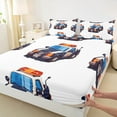 thumbnail image 3 of Homewish Police Car Queen Sheet Sets,Policeman Vehicle Flat Sheet,Red Blue Cop Lights Queen Fitted Sheet For Boys Teens,Breathable Home Decor,4-Piece, 3 of 7
