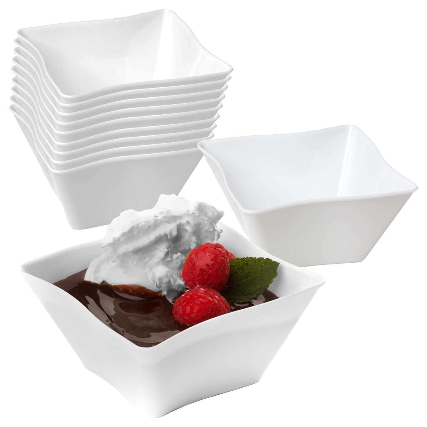 Mozaik 14oz. White Square Plastic Bowl 4ct.