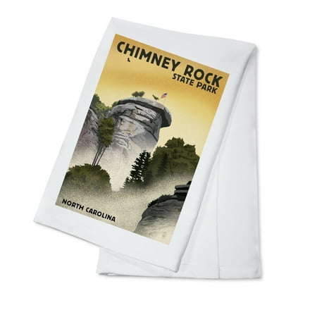 Chimney Rock State Park, North Carolina - Chimney Rock - Lithograph Style - Lantern Press Poster (100% Cotton Kitchen
