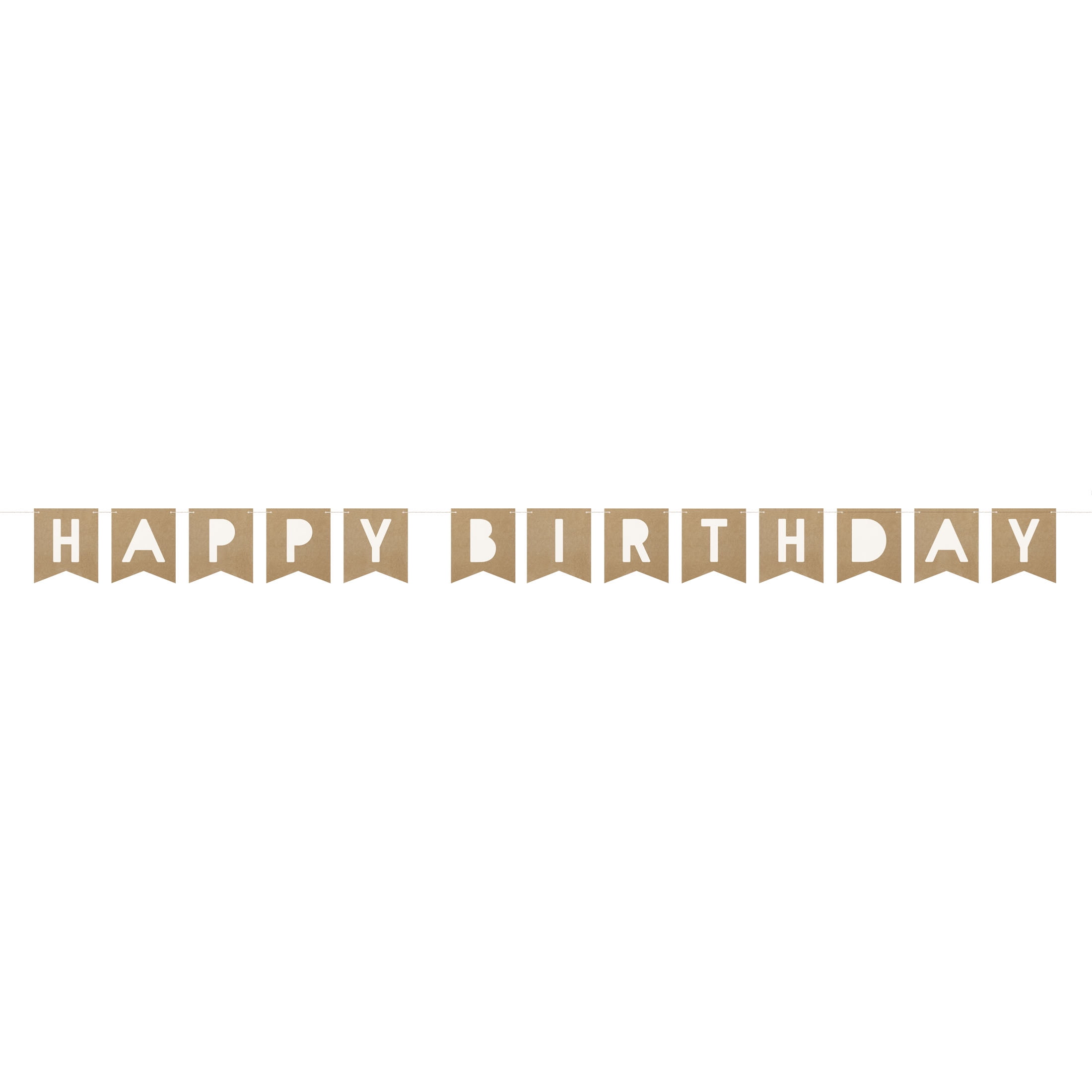Way to Celebrate! Kraft Paper Happy Birthday Pennant Banner, 10ft