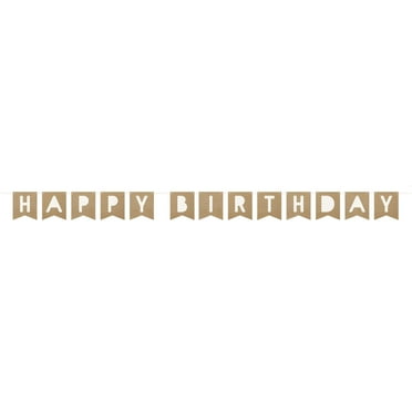 Way to Celebrate! Kraft Paper Happy Birthday Pennant Banner, 10ft