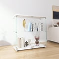 thumbnail image 4 of DSstyles 2-Tier Glass Display Cabinet Large Capacity Floor Standing Glass Curio Bookshelf For Living Room Bedroom Office (35.35 x 31.69 "x 14.37 Ft), 4 of 9