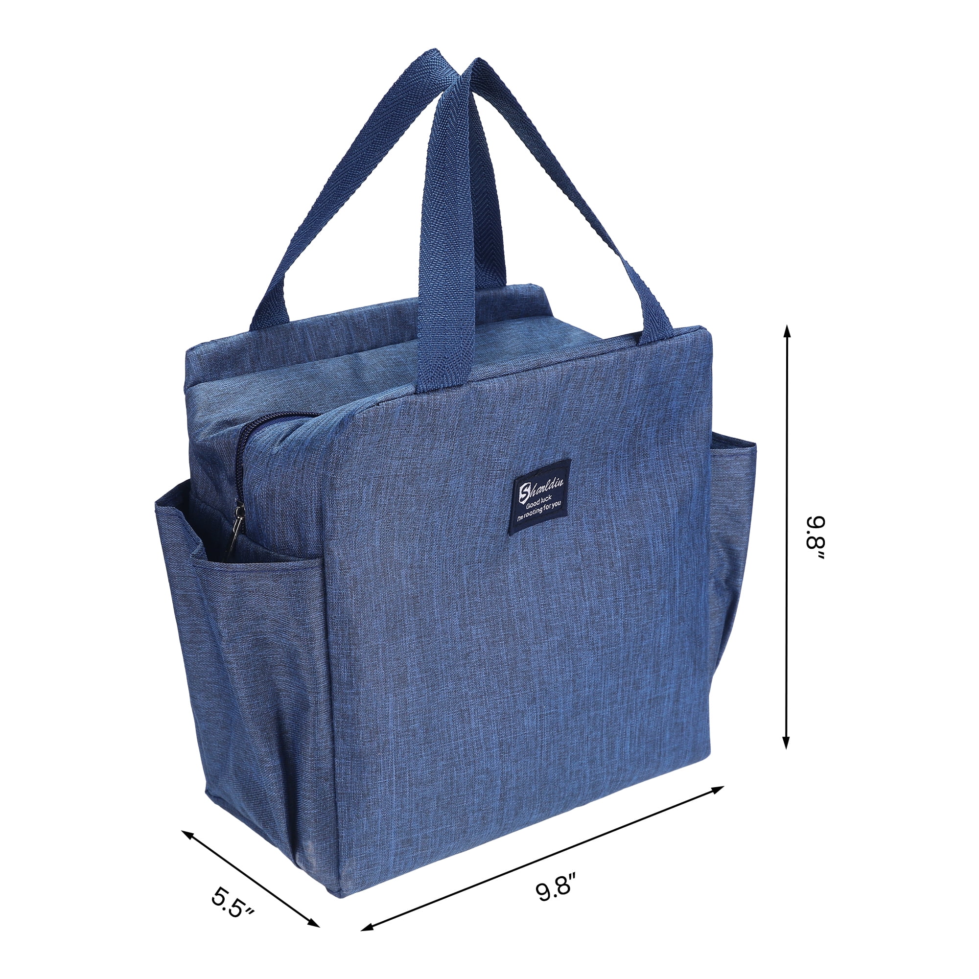Unique Bargains Insulated Bag Lunch Bag Reusable Cooler Bag Navy Blue