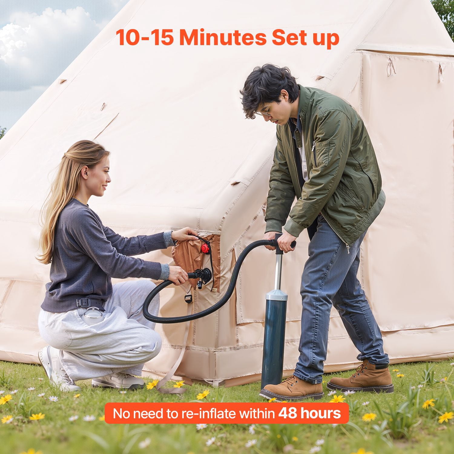 Dranite 3-5P Air Tent - Fast,300D Oxford,WP&Stove Jack for Glamping