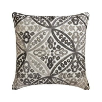 The HomeCentric Decorative Grey 20"x20" (50x50 cm) Throw Pillow Covers, Cotton Embroidery & Pearl Throw Pillows For Sofa, Geometric Pattern Modern Style - Adilah