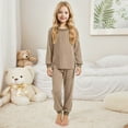 thumbnail image 2 of lnmuld Two Piece Outfits Girls Knitted Pajama Set Soft Sleepwear for Cozy Nighttime Comfort Breathable All Season Kids Loungewear Solid Color Size:2-3 Years, 2 of 4