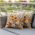 thumbnail image 5 of Pack of 2 Outdoor Pillow Covers 24x24 Inch Waterproof Spring Floral Throw Pillow Covers,Decorative Couch Pillow Shams Protectors Vintage Summer Botanical Flowers Patio Pillowcases Cushion Covers, 5 of 8