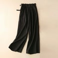 thumbnail image 2 of High Waist Wide Leg Pants for Women Tie Knot Baggy Comfy Womens Summer Flowy Cotton Linen Palazzo Pants Trousers, 2 of 6