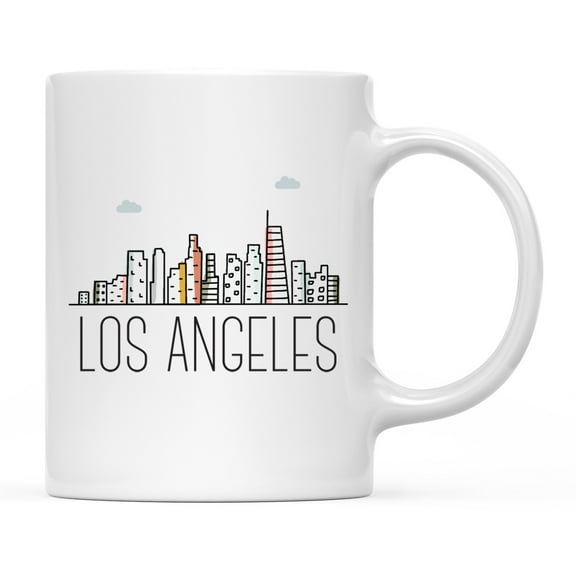 Koyal Wholesale Colorful City Skyline Graphic Ceramic Coffee Mug, Los Angeles