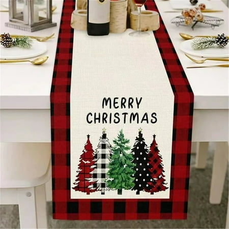 

Clearance!Ymkly Christmas Decorations Decorative Cotton And Linen Table Flag American Simple Grid Waterproof Linen Table Flag Fall Tablecloth