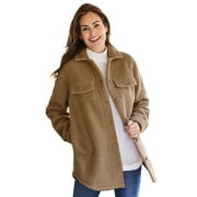 Woman Within Women's Plus Size Berber Button-front Jacket Color: Toffee Size: 26
