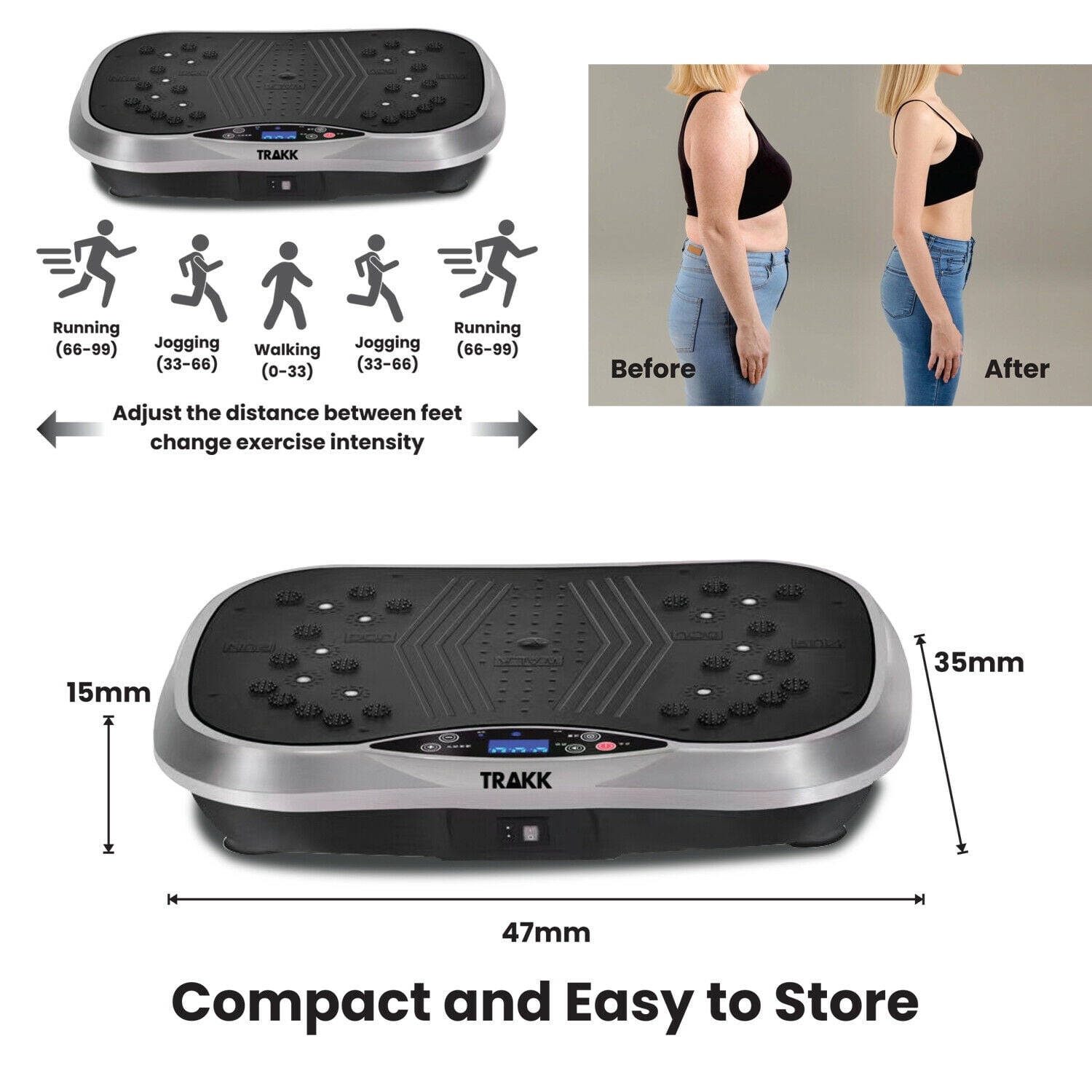 TRAKK Plate Vibration Plate Exercise Machine with Bluetooth