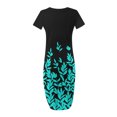 thumbnail image 4 of Offres du Jour Liquidation Iumwxz Robes à Manches Courtes Col Rond pour Femmes Tunique Décontractée Robes Maxi Amples Robe Imprimée Feuilles Vêtements pour Femmes Robes Amples et Fluides pour Cadeaux de Vacances, 4 of 6