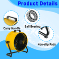 thumbnail image 2 of 16" High Velocity Turbo Fan with Tilting Head - 2700 CFM 3-Speed Efficient Air Circulation Drum Fan Ideal for Home, Garage, or Workshop Use, 2 of 8